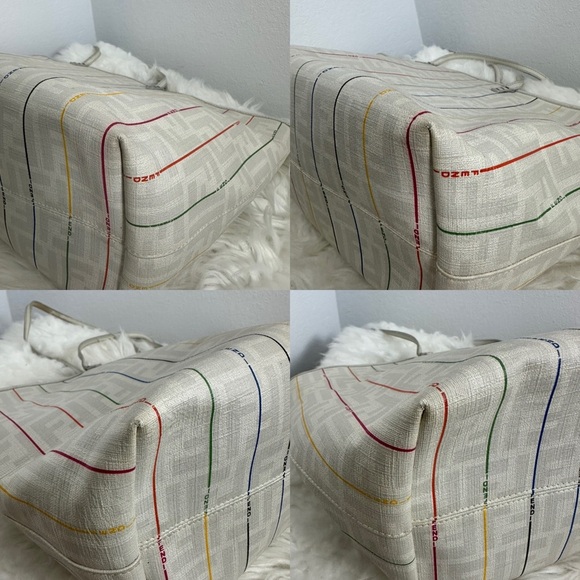 💯Authentic FENDI 
Zucca Spalmati Striped Large Roll Tote White Multicolor🍀 - Picture 11 of 15